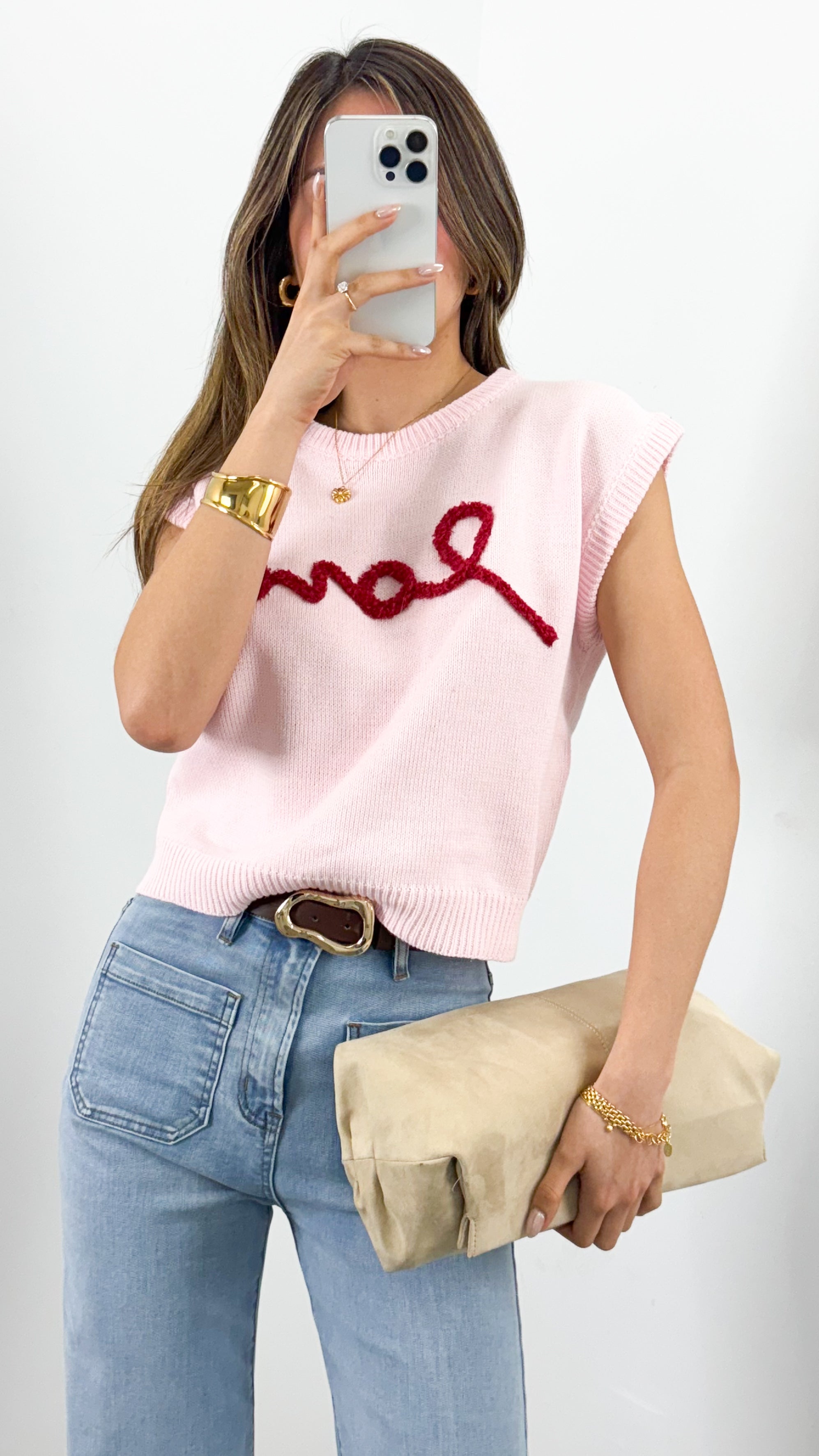 LOVE KNIT TEE - PINK