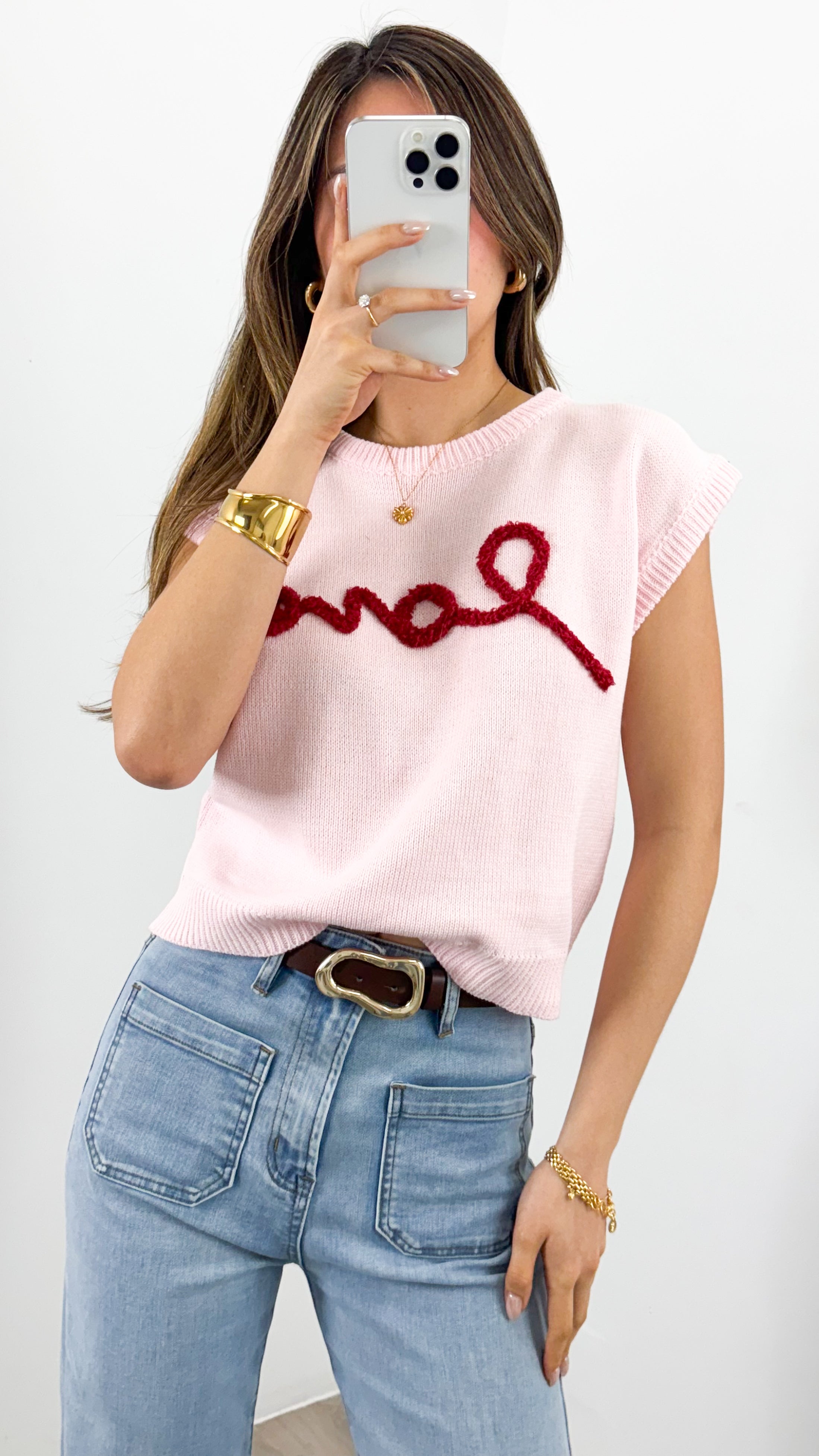 LOVE KNIT TEE - PINK