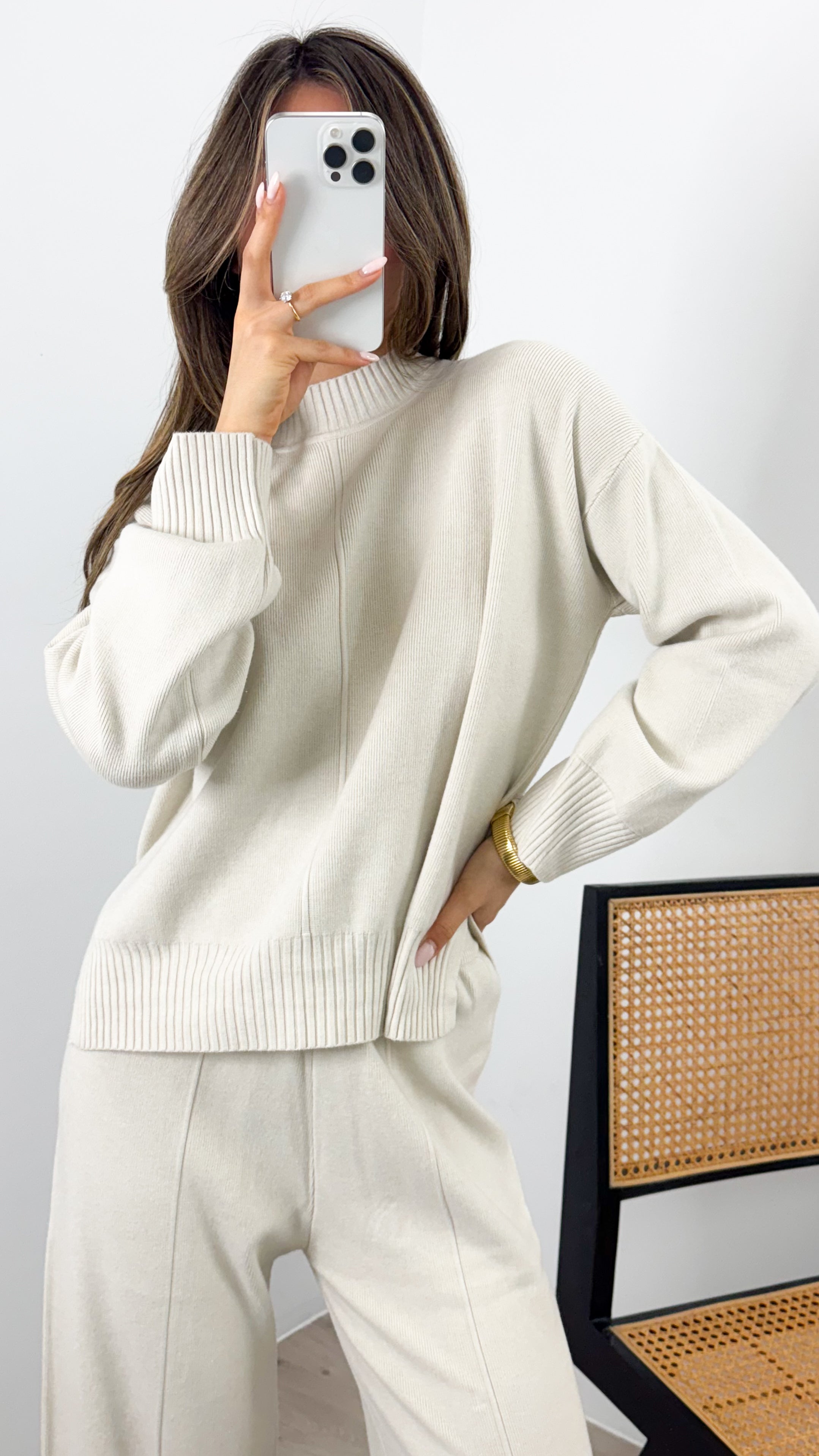 DELTA KNIT TOP - BONE