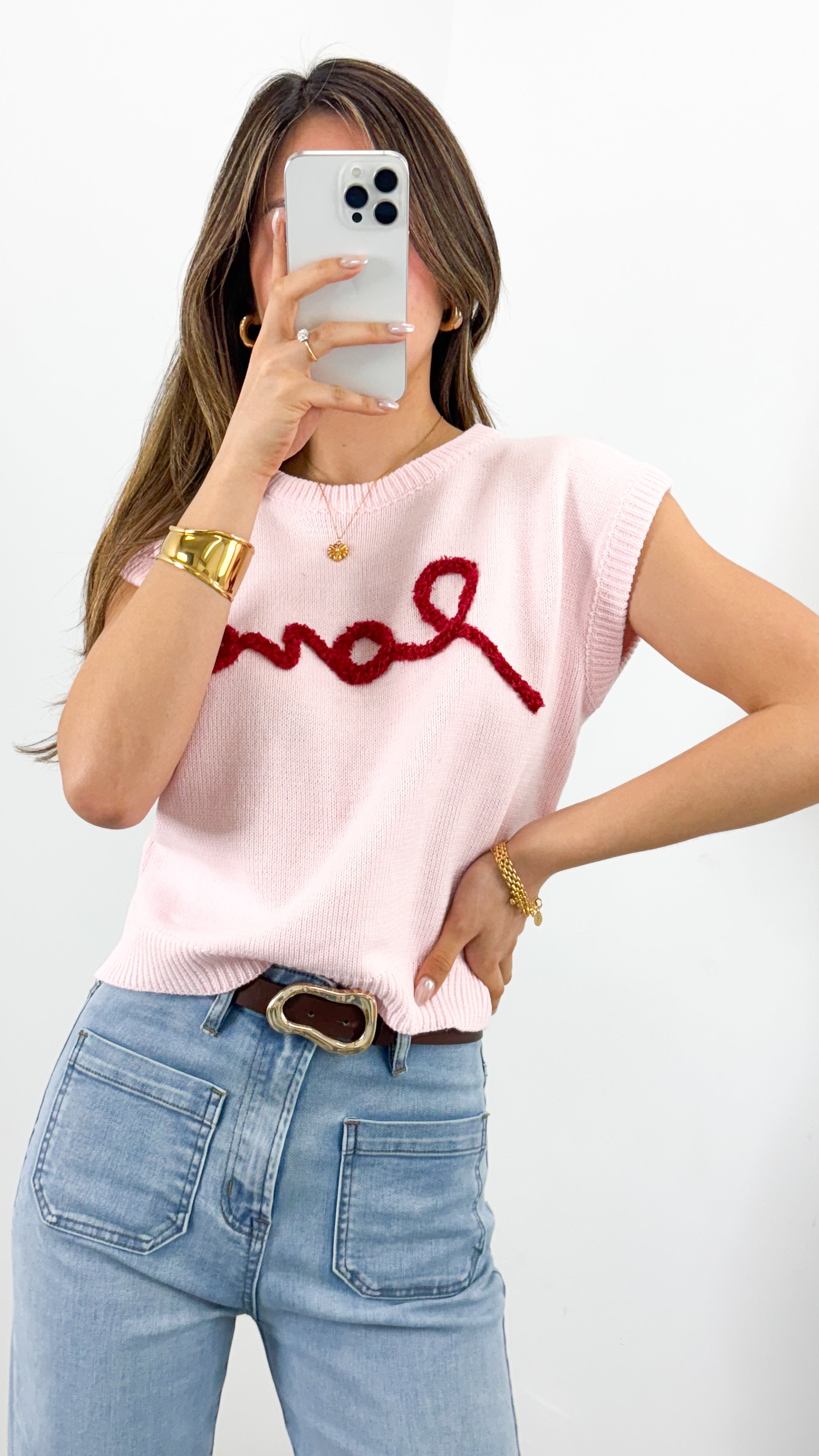 LOVE KNIT TEE - PINK